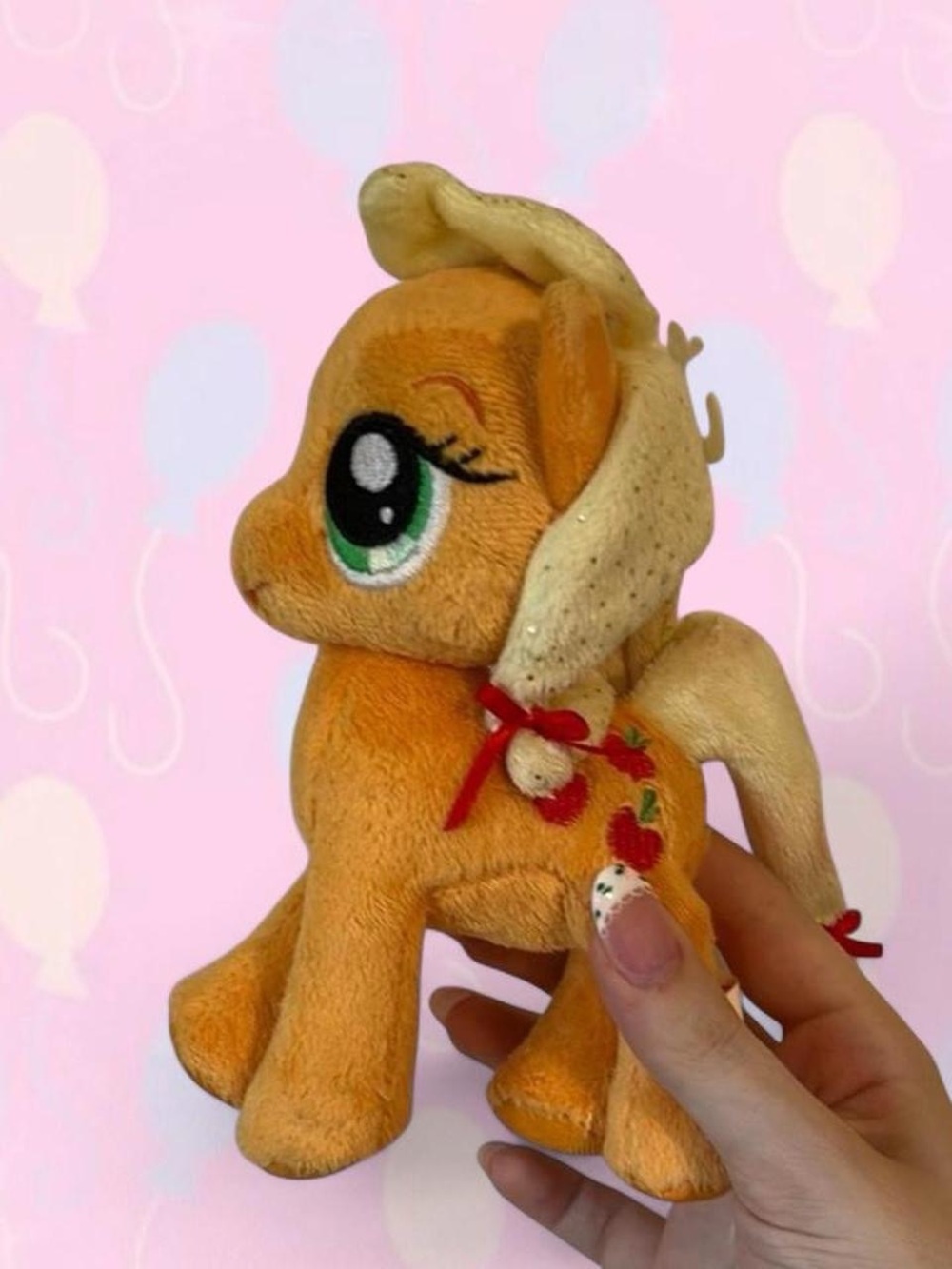 My Little Pony Applejack Orange Plush Pony with Apple Embroidery & Bows